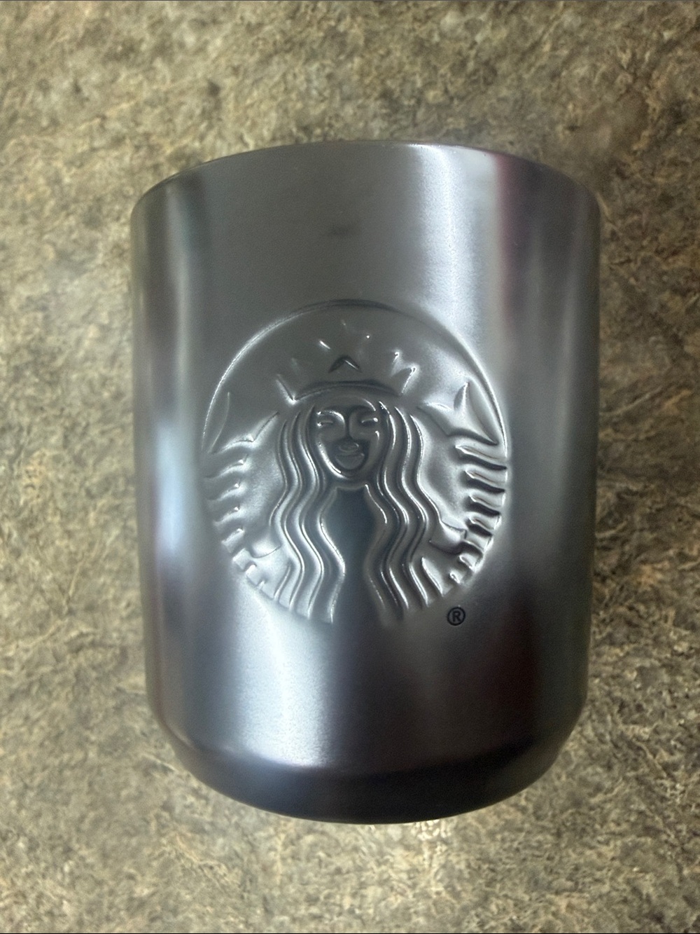 Starbucks Steel Blue Embossed Siren Logo Ceramic Tumbler with Lid